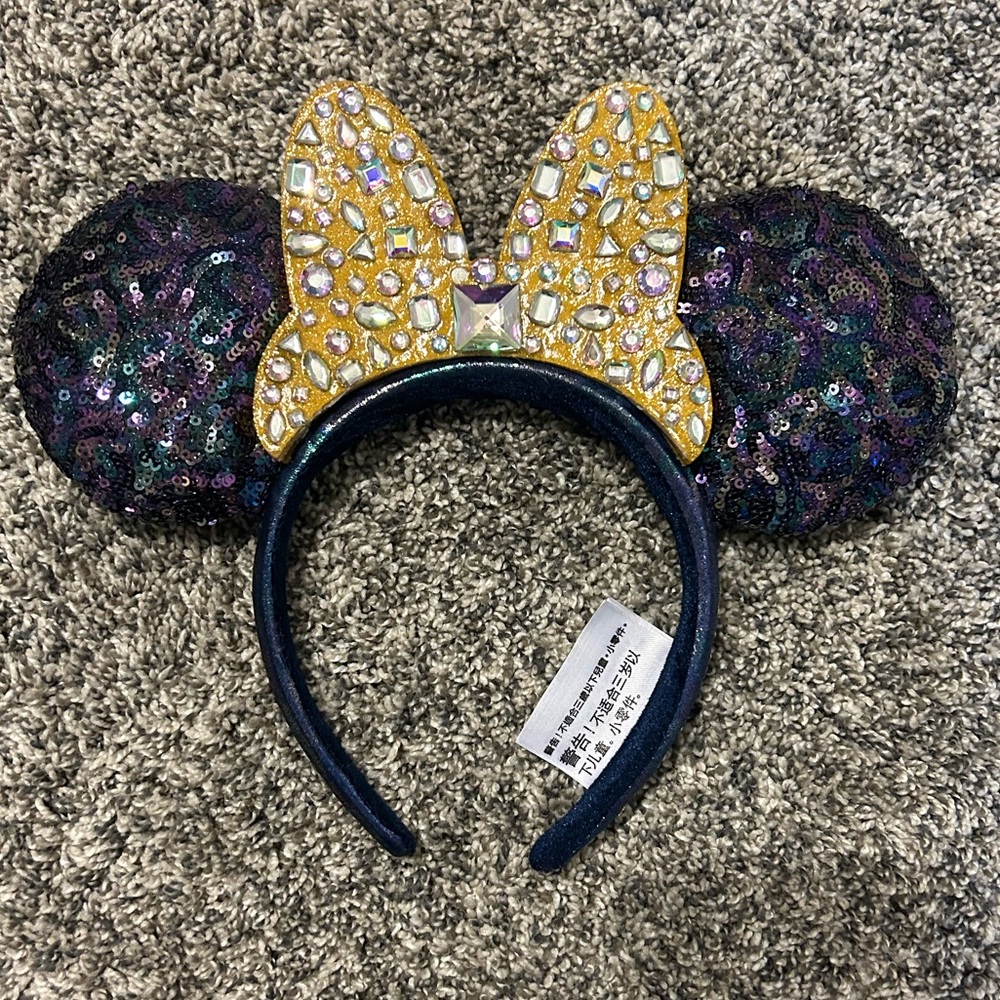 Disney Sequin Minnie Mouse Ears Headband - Gold and Purple